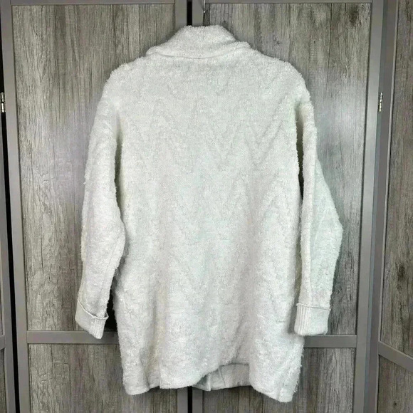 Anthropologie Shirt Jacket Medium Shacket Zig Zag Button Down Oatmeal Color - Picture 9 of 10